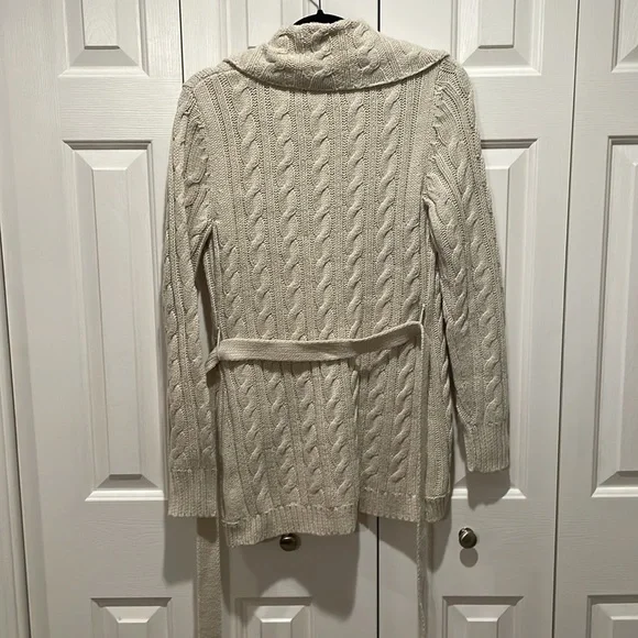 Forever 21 Belted Cream Cardigan Sweater - Picture 2 of 5